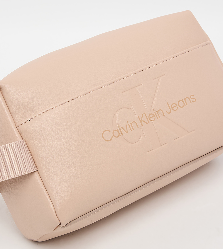 Sculpted Logo Debossed Cosmetic Pouch