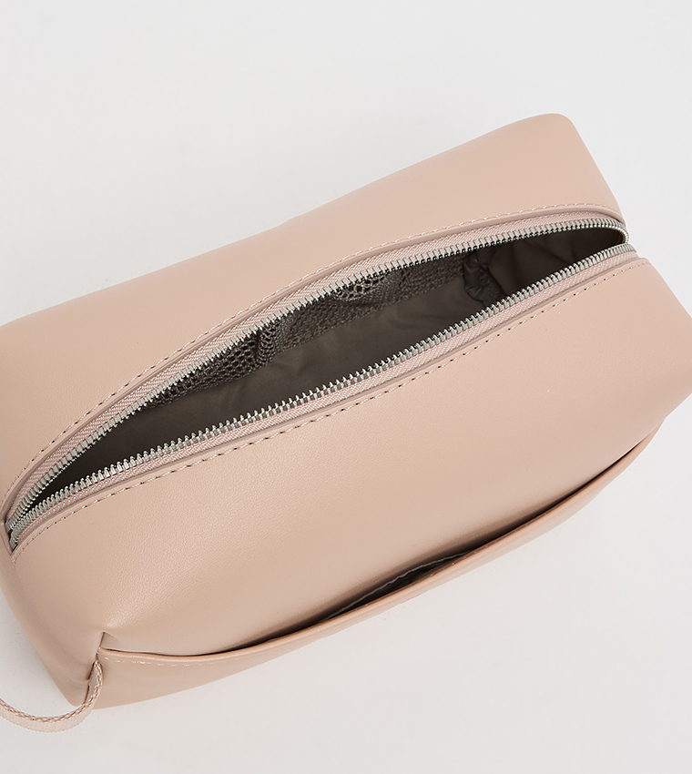 Sculpted Logo Debossed Cosmetic Pouch
