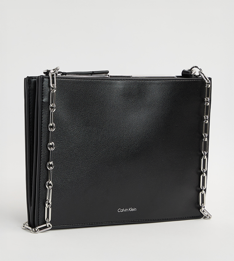 Logo Detail Textured Crossbody Bag