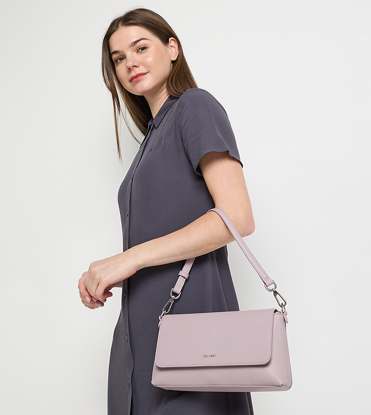 Textured Flap Convertible Shoulder Bag