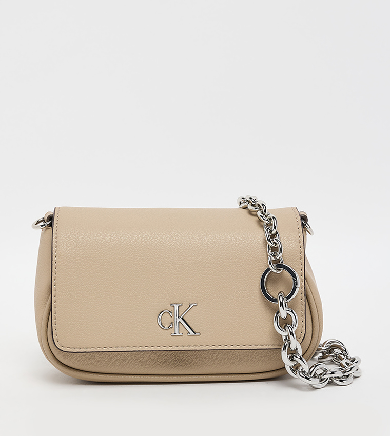 Minimal Monogram Flap Shoulder Bag