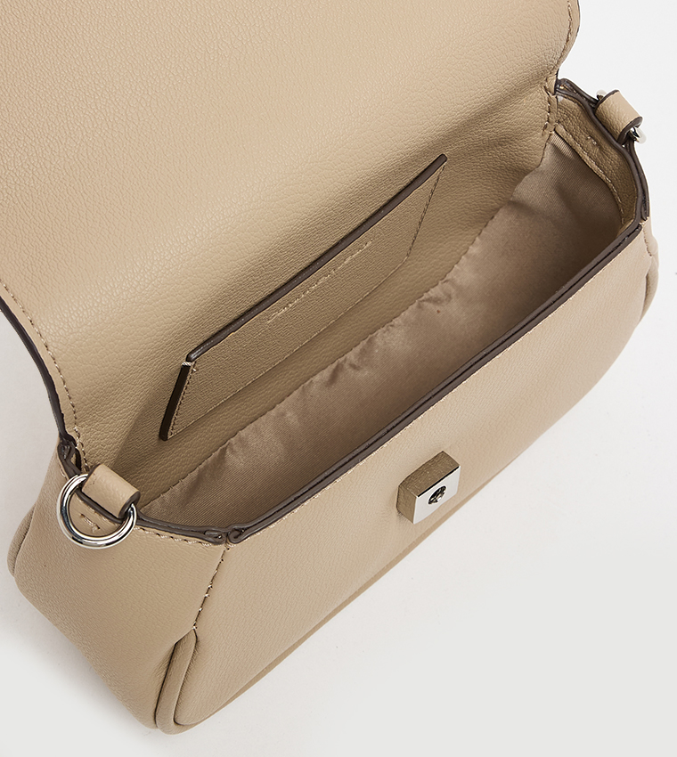 Minimal Monogram Flap Shoulder Bag