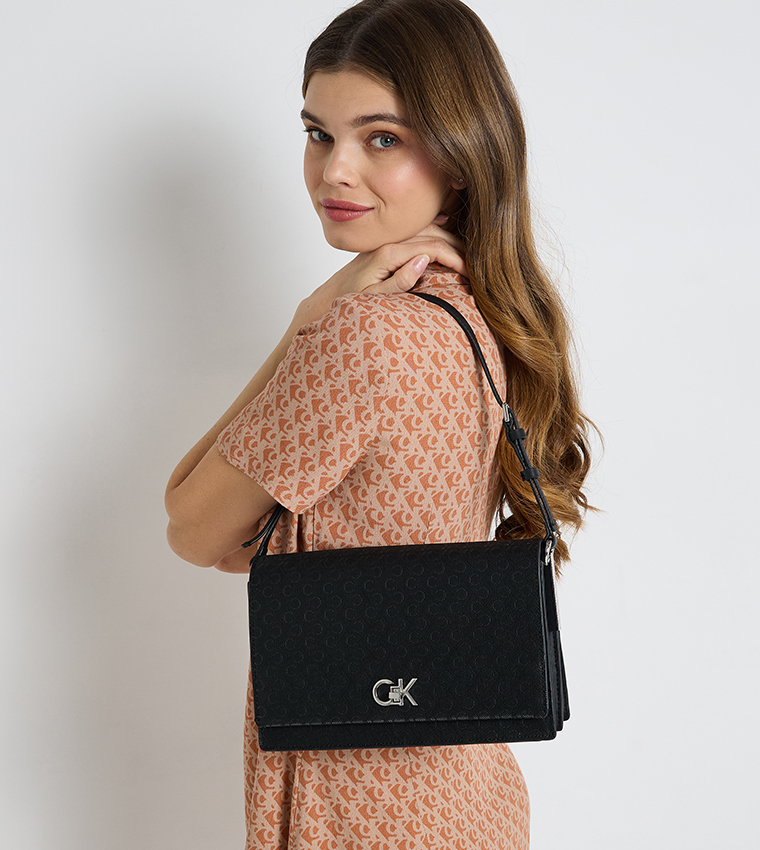 Textured Flap Shoulder Bag