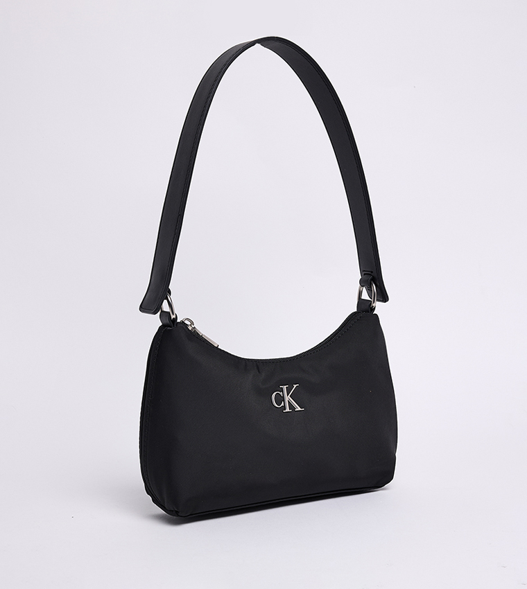 Logo Detail Sleek Nylon Shoulder Bag