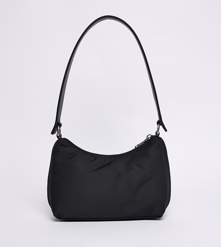 Logo Detail Sleek Nylon Shoulder Bag