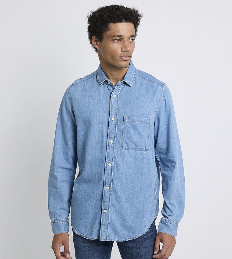 Washed Long Sleeves Denim Shirt