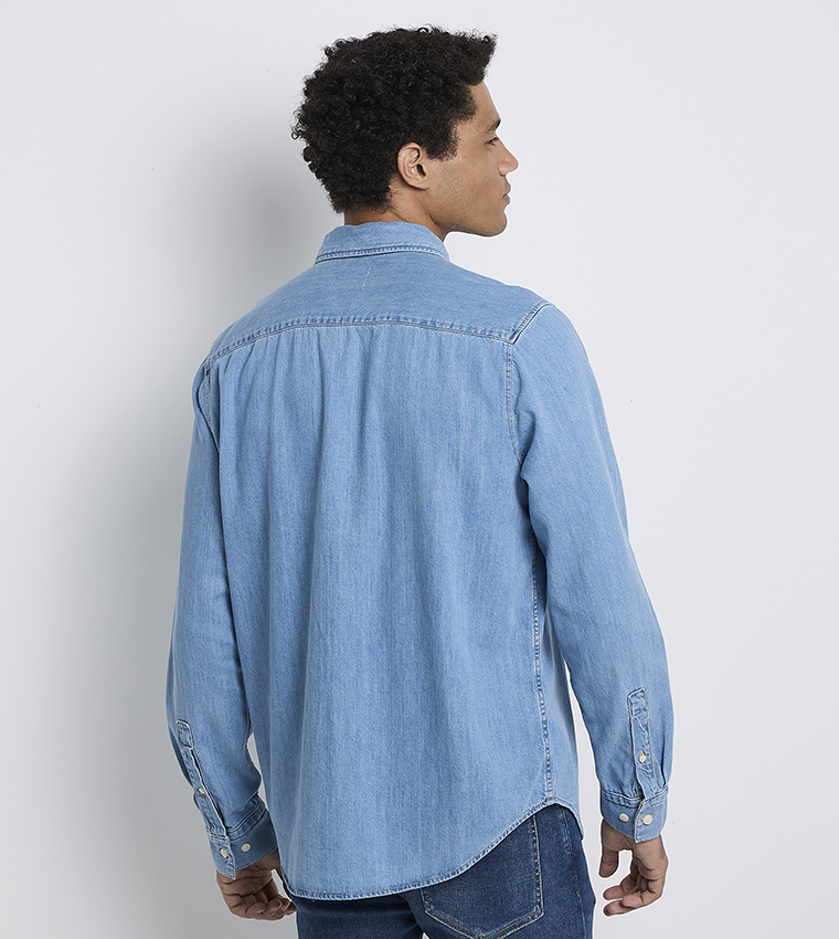 Washed Long Sleeves Denim Shirt