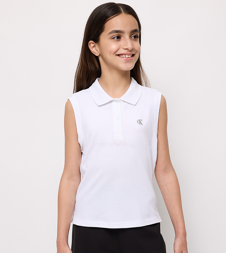 Solid Sleeveless Polo T-Shirt