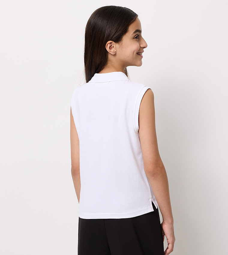 Solid Sleeveless Polo T-Shirt