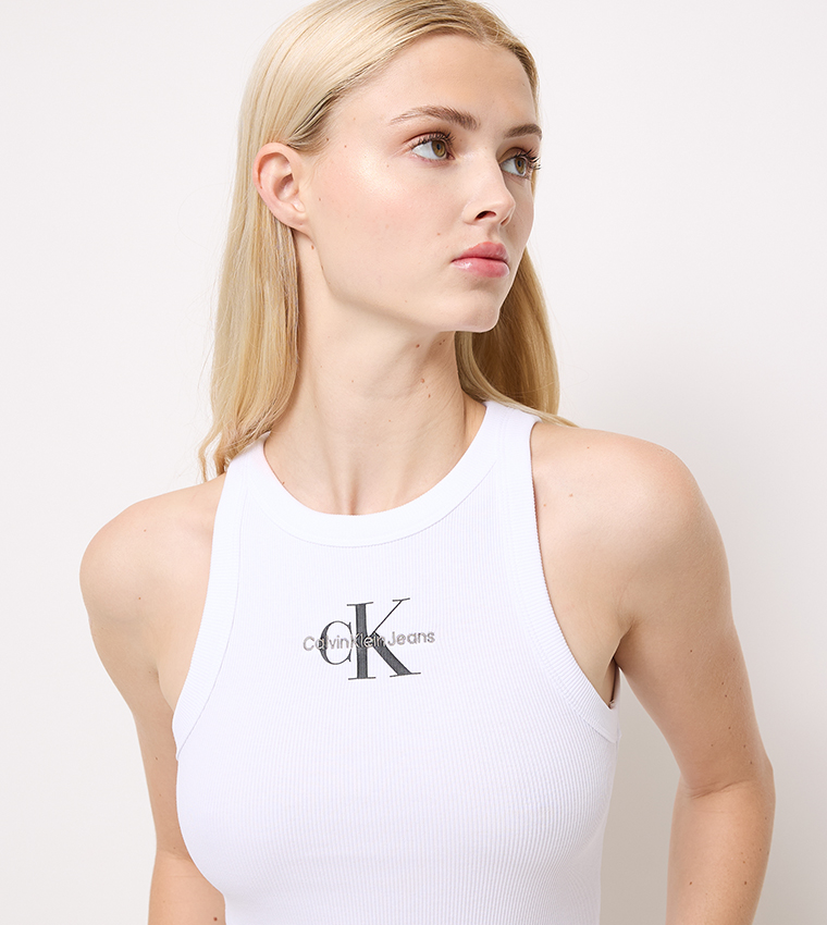 Monogram Detail Ribbed Tank Top
