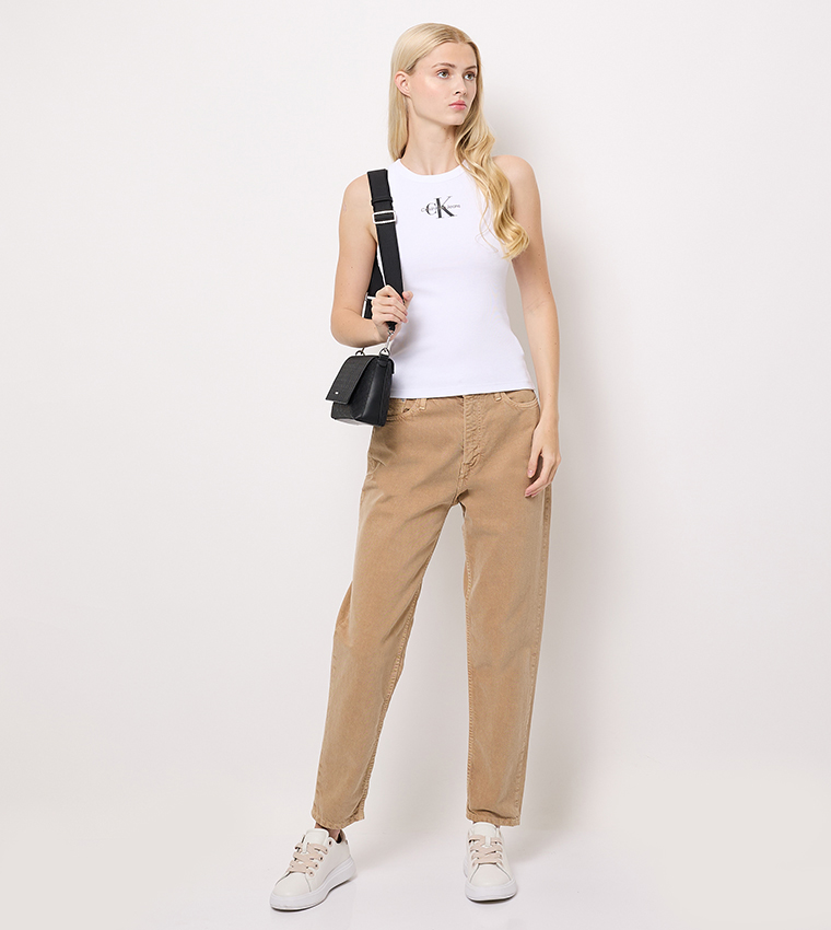 Monogram Detail Ribbed Tank Top