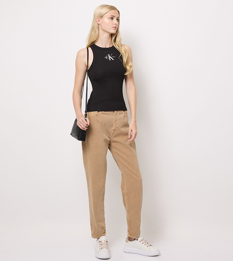 Monogram Detail Ribbed Tank Top