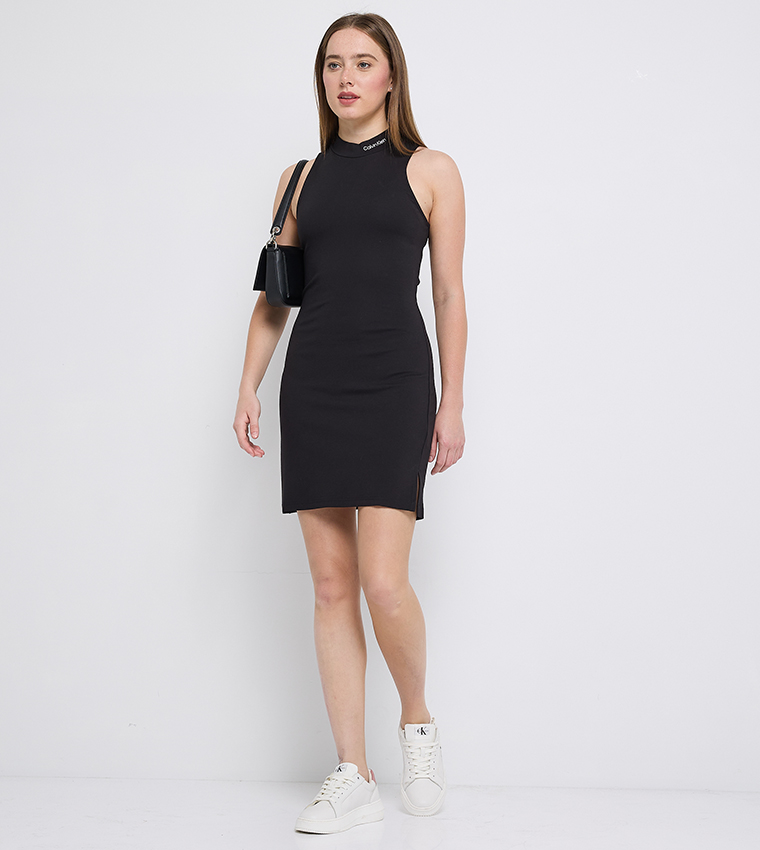 Logo Detail Halterneck Mini Dress