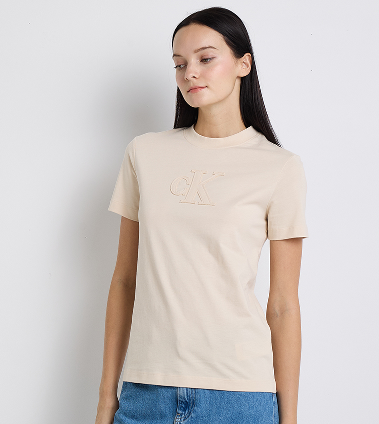 Logo Appliqued Crew Neck T-Shirt