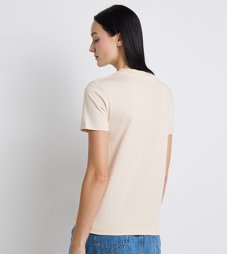 Logo Appliqued Crew Neck T-Shirt