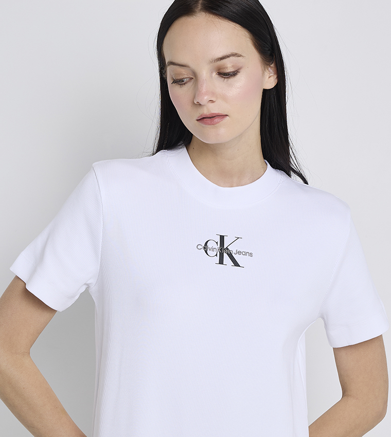 Monogram Printed Ribbed T-Shirt Dress