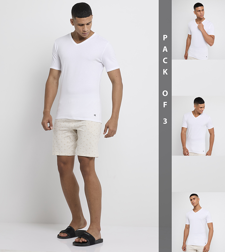 3-Pack Solid Short Sleeves Vests