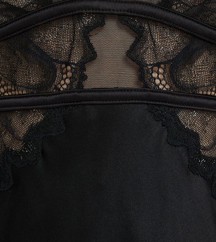 Lace Plunge Neck Strappy Nightdress