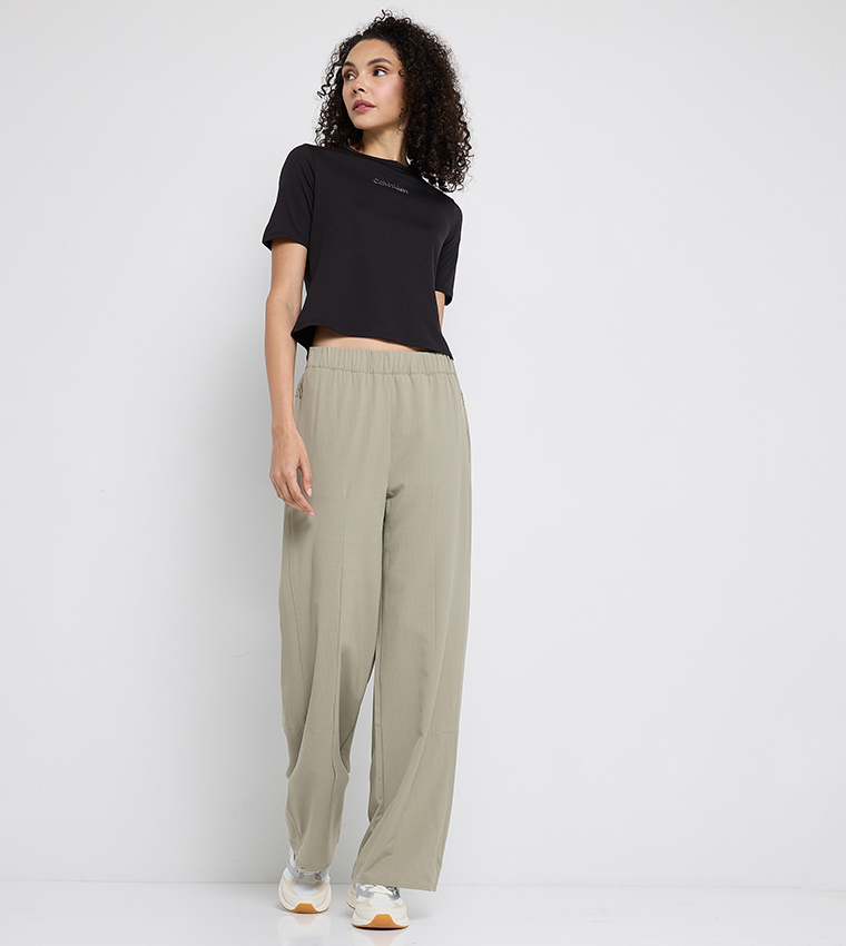 Elastic Waist Straight Fit Pants