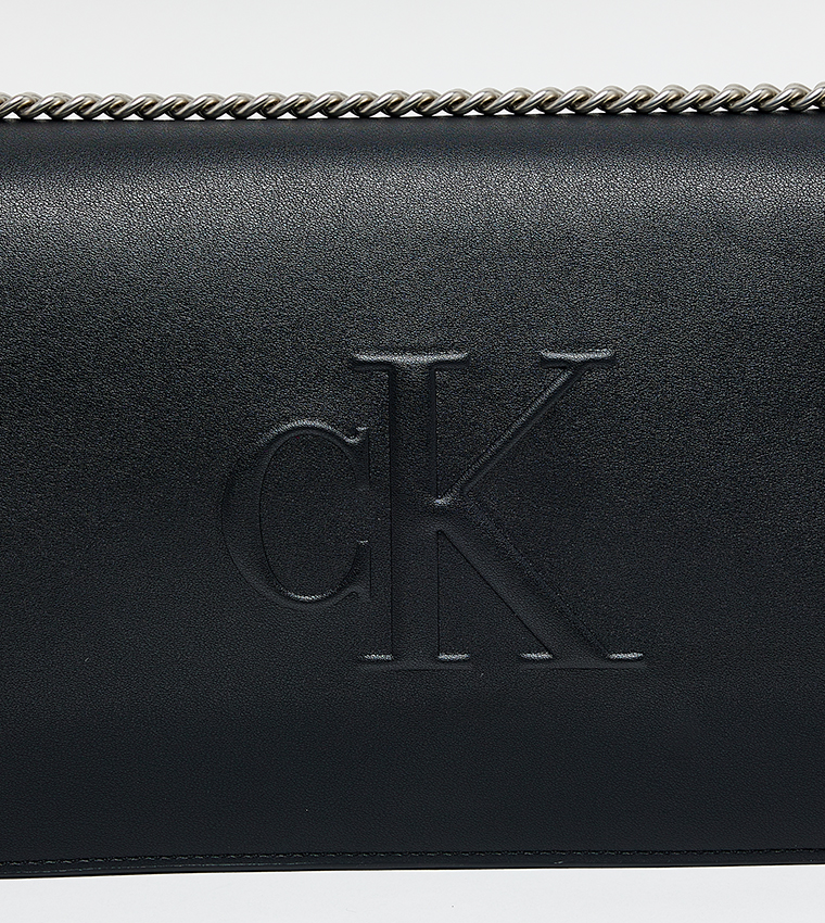 Logo Embossed Flap Crossbody Bag