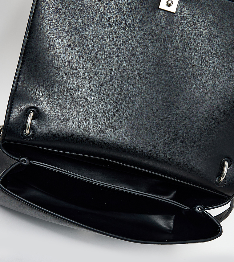 Logo Embossed Flap Crossbody Bag