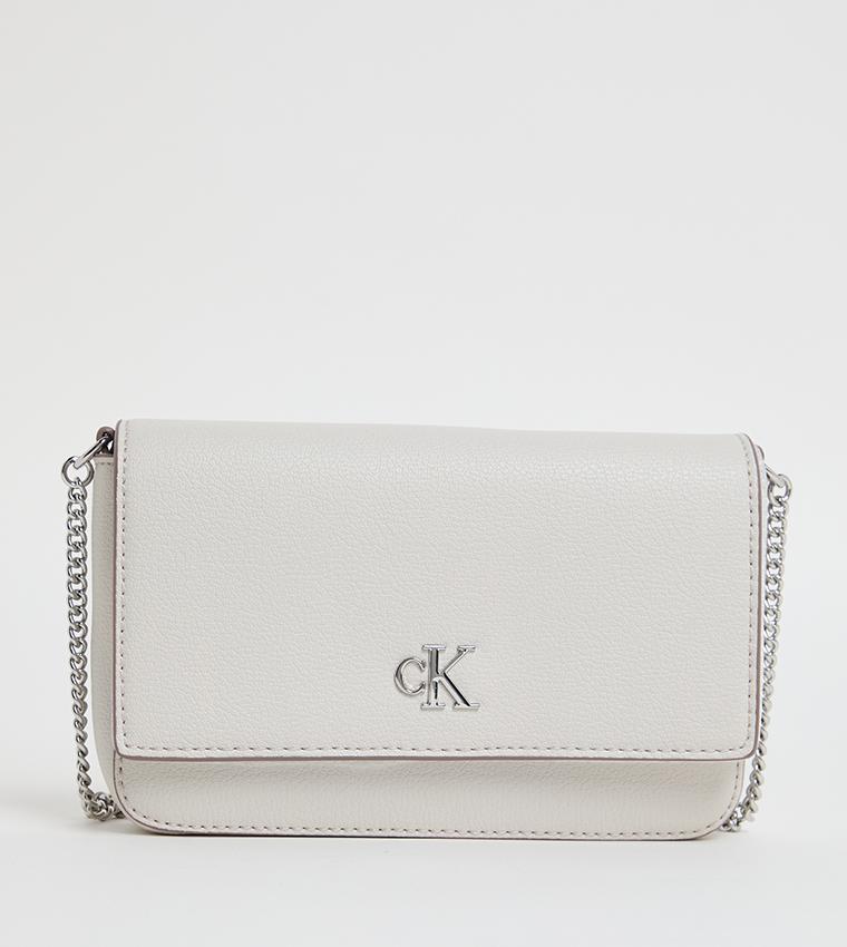 MINIMAL Logo Detail Flap Crossbody Bag