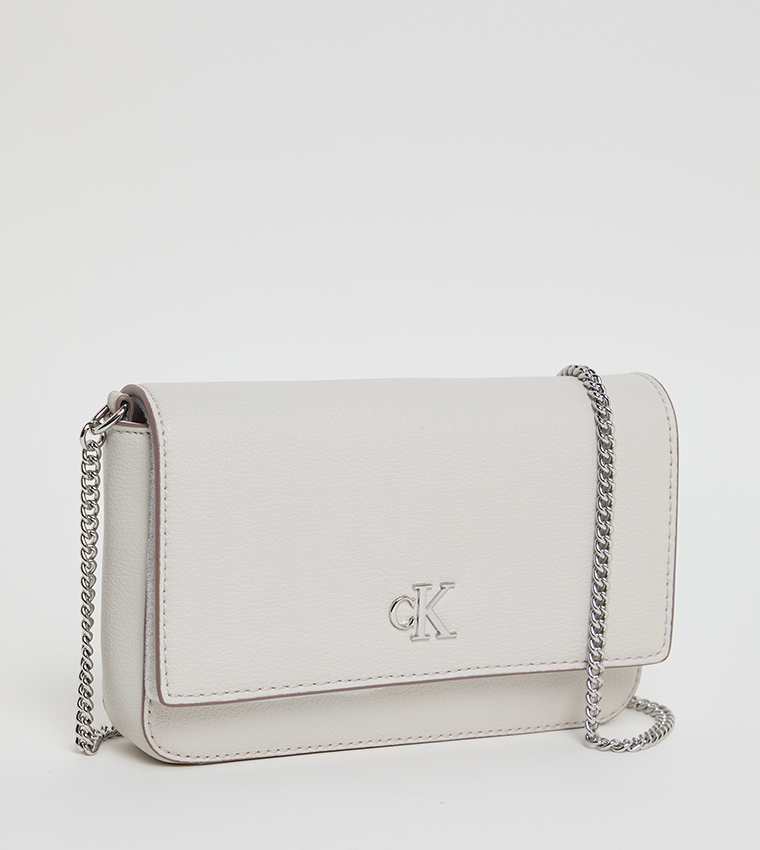 MINIMAL Logo Detail Flap Crossbody Bag