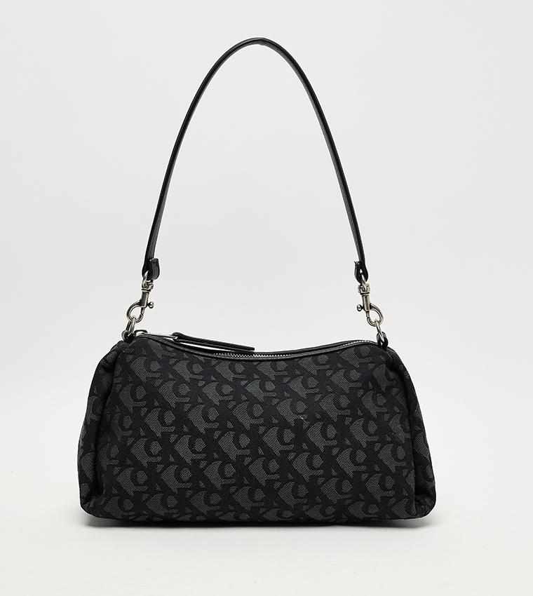 Monogram Printed Zippered Shoulder Bag