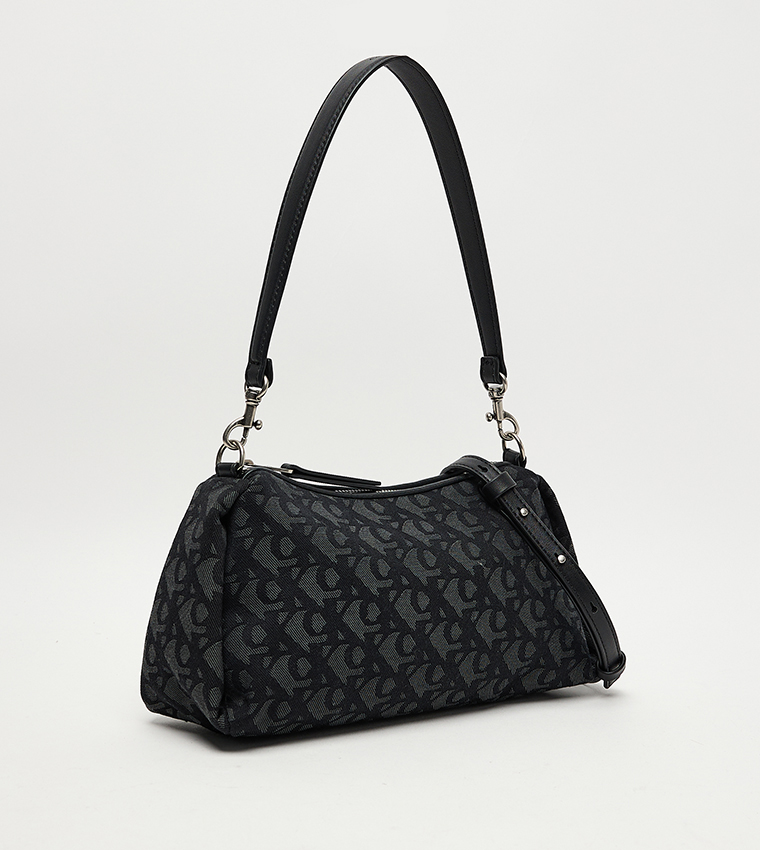 Monogram Printed Zippered Shoulder Bag