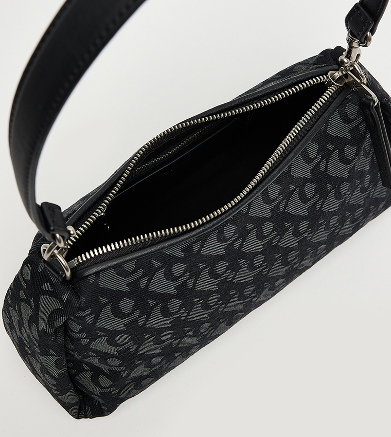 Monogram Printed Zippered Shoulder Bag