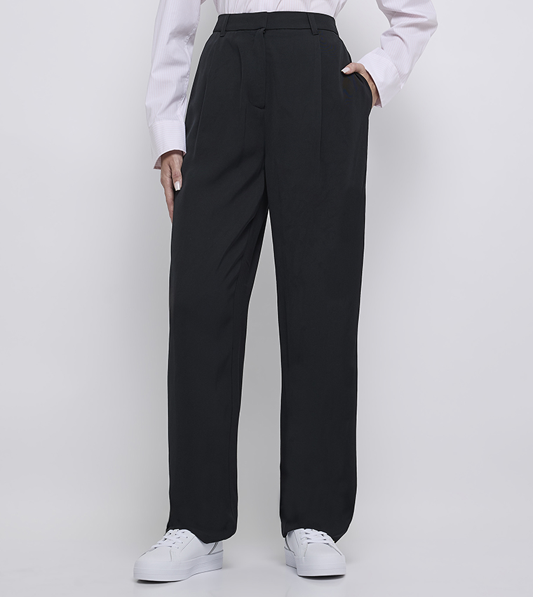 Pleated Relaxed Fit Casual Trousers