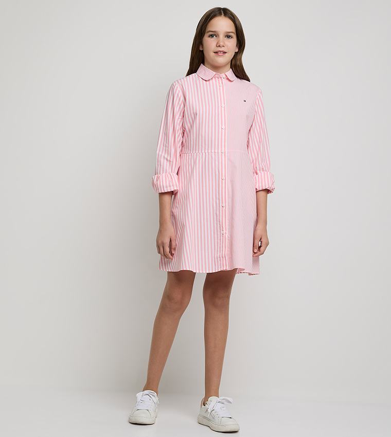 Buy Tommy Hilfiger Striped Long Sleeves Shirt Dress In Pink | 6thStreet  Saudi Arabia