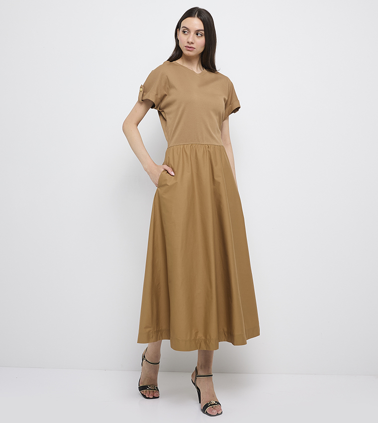 Flag Detail Flared Dress
