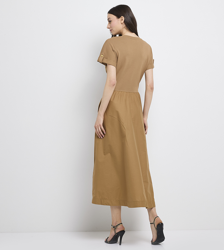 Flag Detail Flared Dress