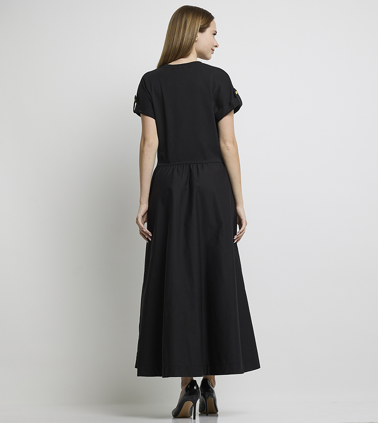 MODERN Solid Pleated Midaxi Dress