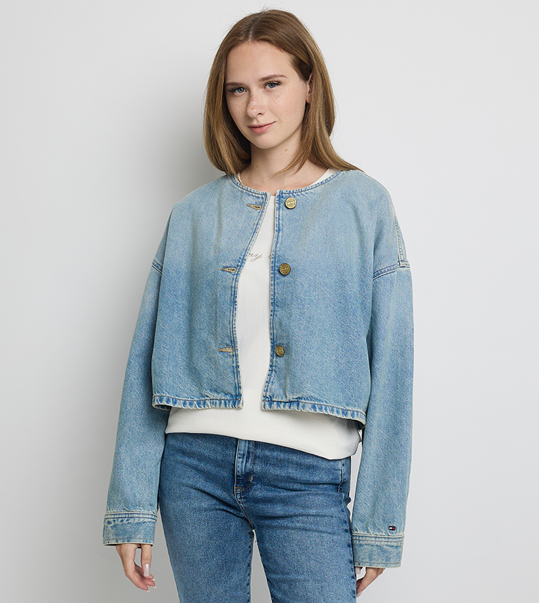 Washed Cropped Denim Jacket