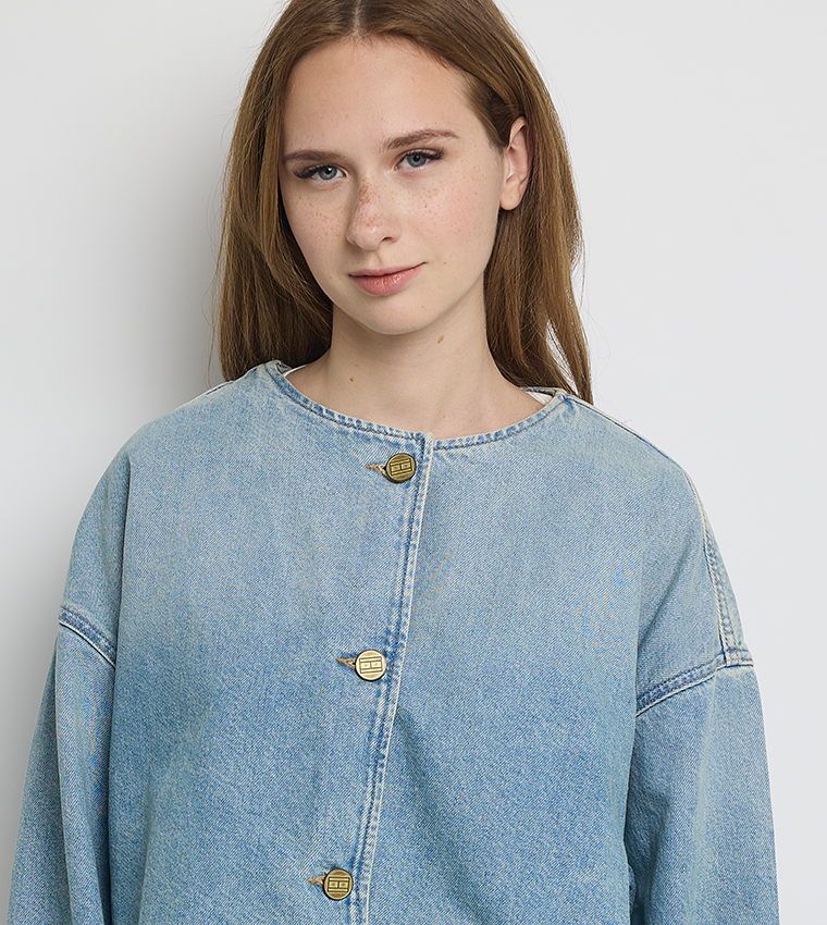 Washed Cropped Denim Jacket