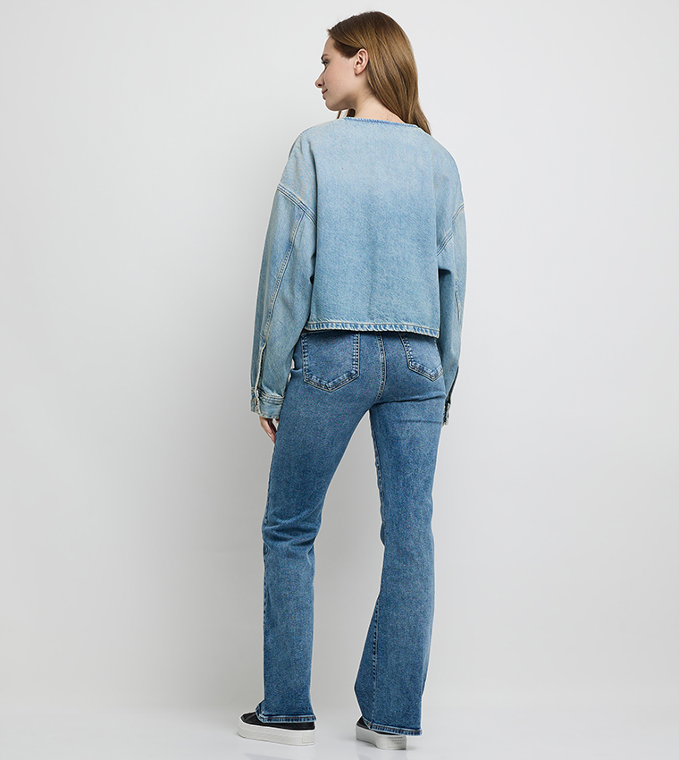 Washed Cropped Denim Jacket