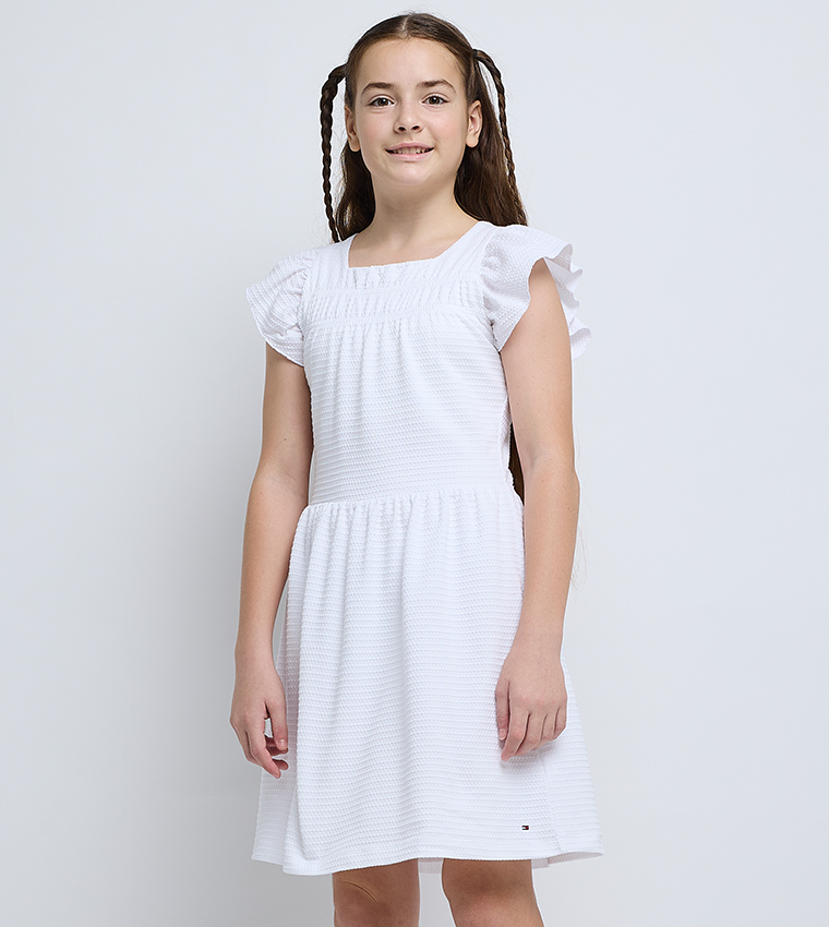 Textured Square Neck Mini Dress