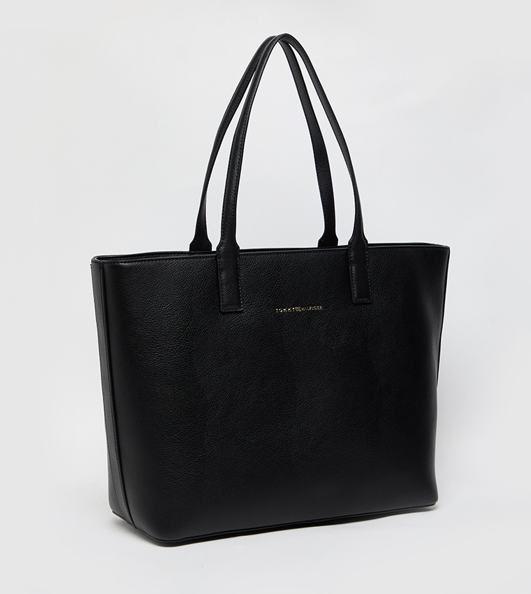 Logo Detail Zippered Tote Bag