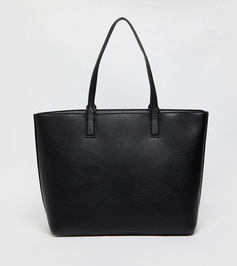 Logo Detail Zippered Tote Bag