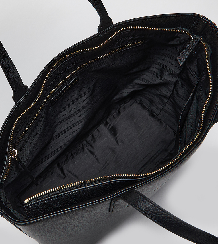 Logo Detail Zippered Tote Bag