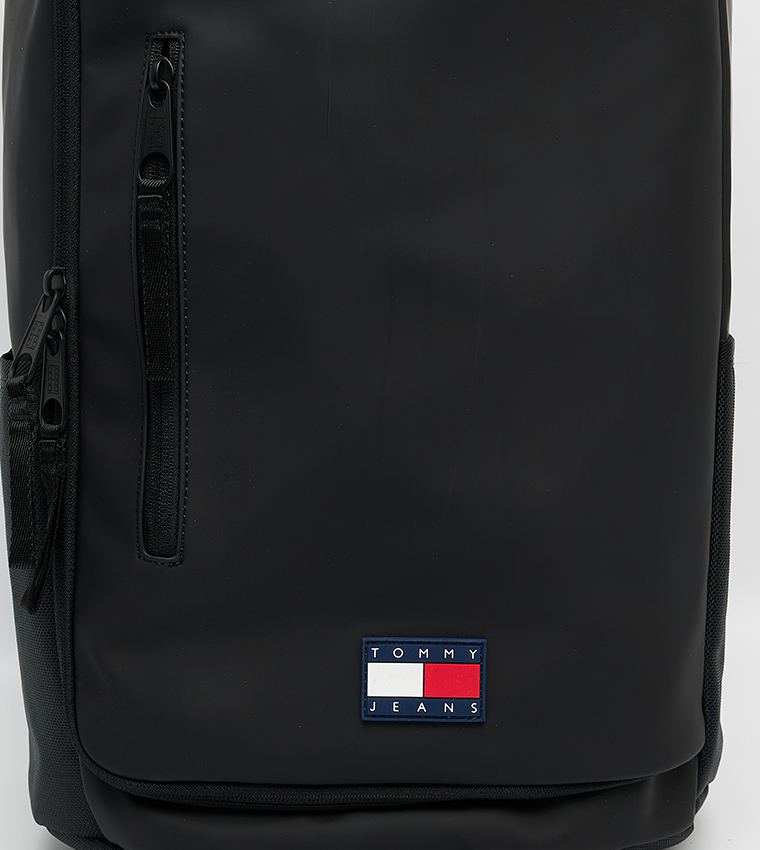 Buy Tommy Hilfiger Logo Badge Elevated PU Backpack In Black