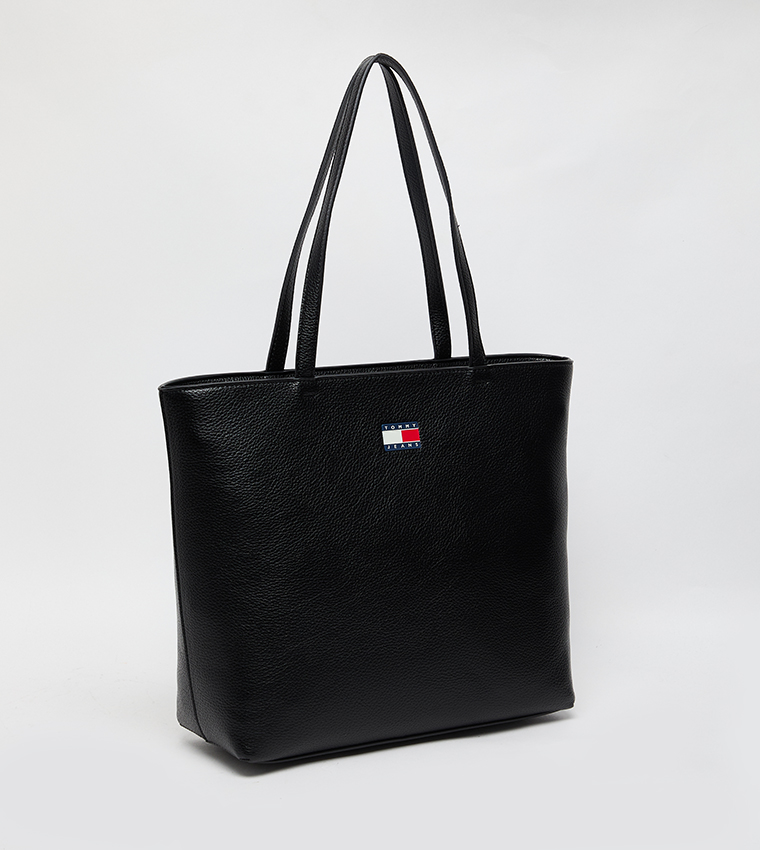 Flag Detail Zippered Tote Bag