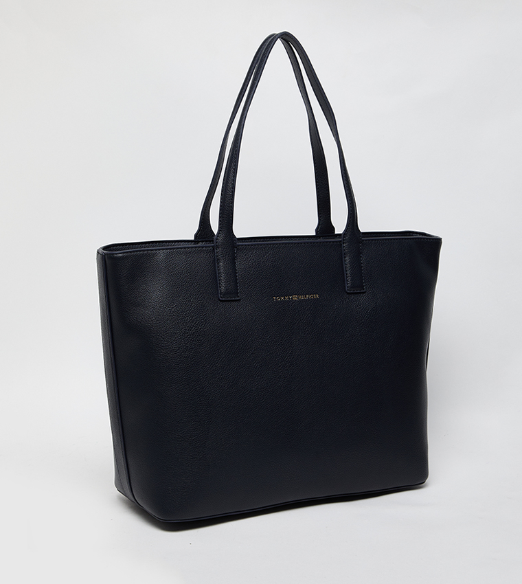 Logo Detail Zippered Tote Bag