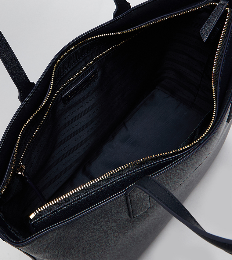 Logo Detail Zippered Tote Bag