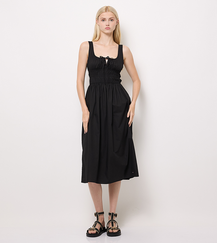 Textured Sleeveless Midi Dress