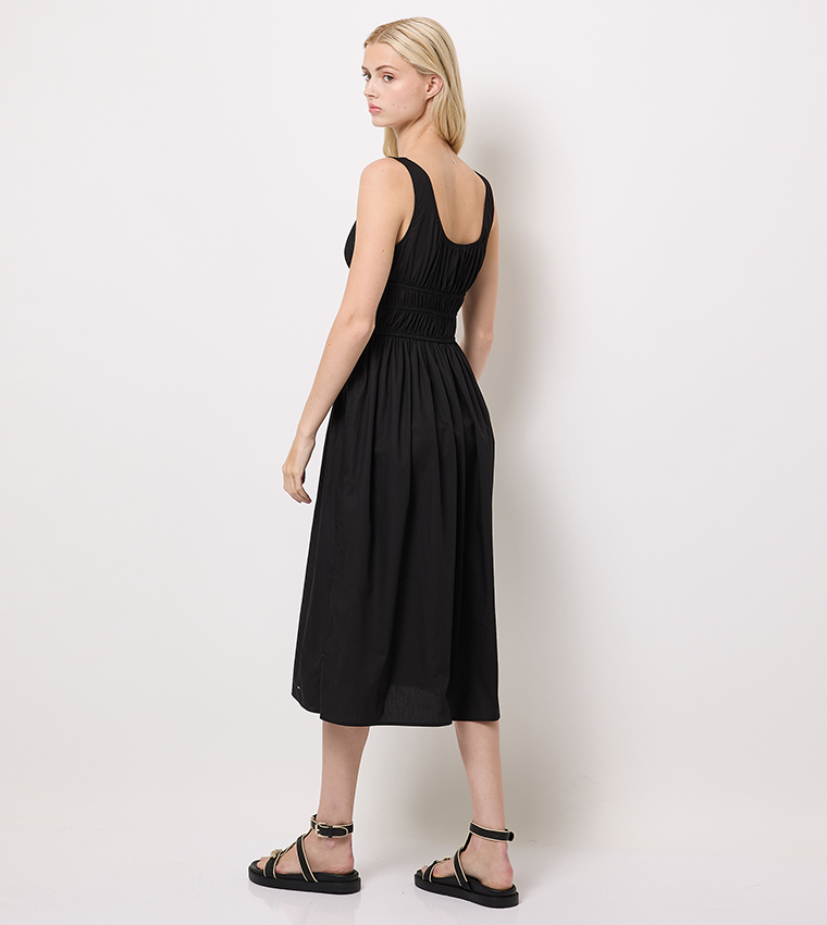 Textured Sleeveless Midi Dress