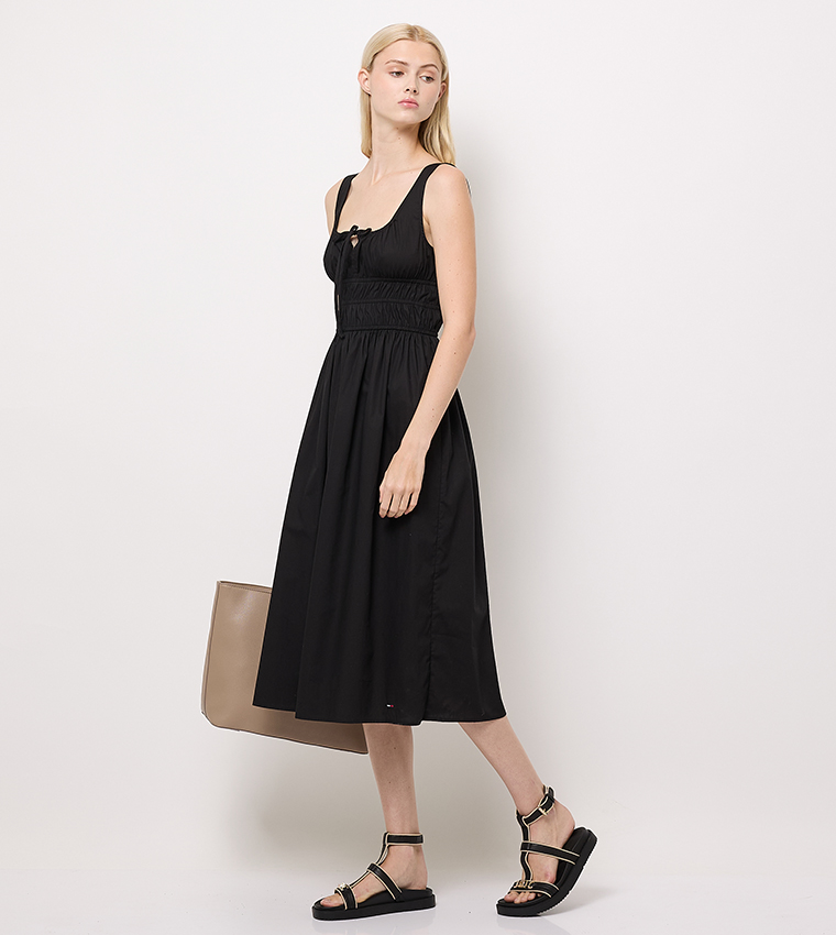 Textured Sleeveless Midi Dress