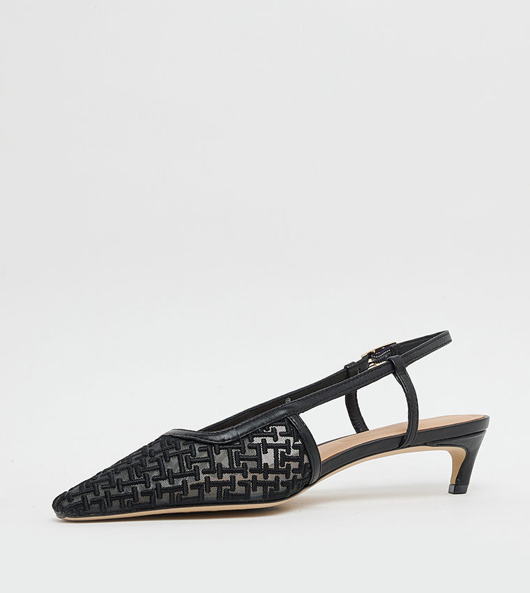 Embroidered Slingback Pumps